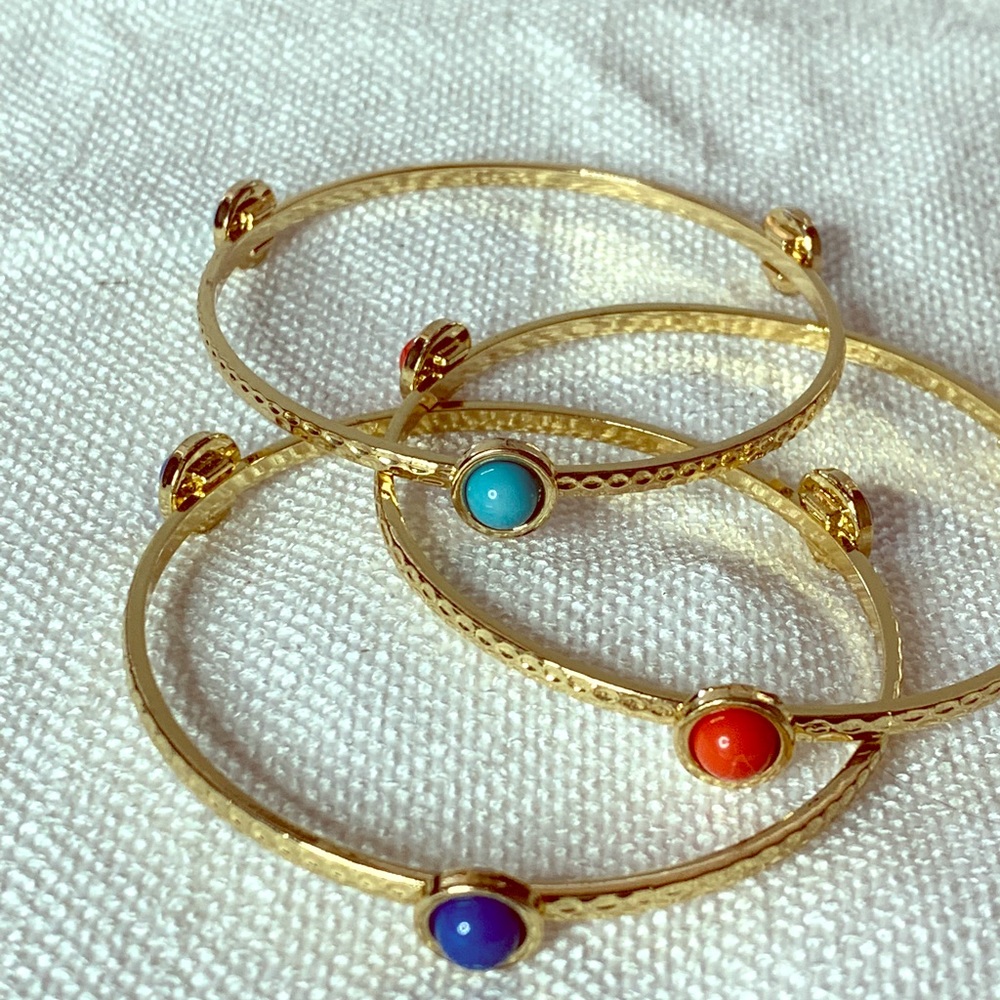 Bangle Bracelets—Gold-Tone, set of three.